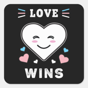 Heart Face Love wint LGBTQ Transgender Pride Vierkante Sticker