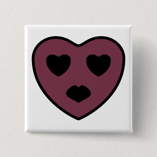 Heart Face Pout Vierkante Button 5,1 Cm (Voorkant)