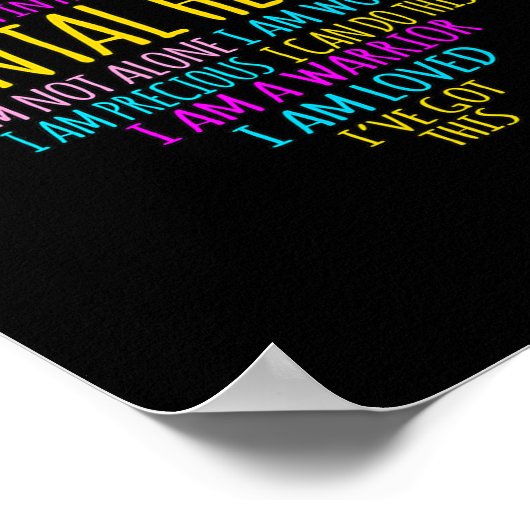 Heart Facts Mental Health Awareness Supporter Grap Poster (Hoek)