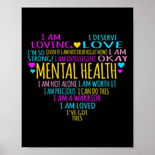 Heart Facts Mental Health Awareness Supporter Grap Poster