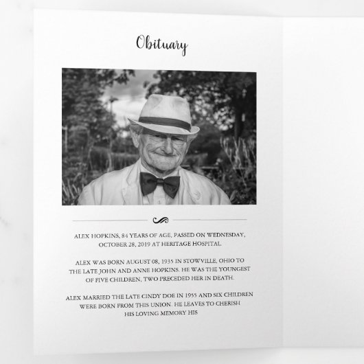 Heart Faded Lijst 4 Foto in Loving Memory Funeral Drieluik Programma (Binnenzijde eerst)