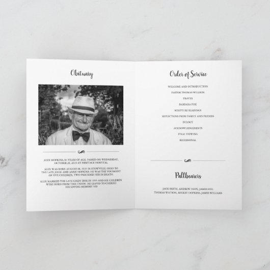 Heart Faded Lijst Foto Memorial Folded Funeral Programma (Binnen)