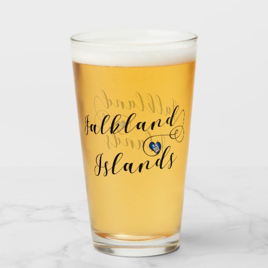 Heart Falklandeilanden vlag, Falklandeilanden Glas (Achterkant gevuld)