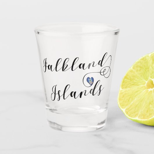 Heart Falklandeilanden vlag, Falklandeilanden Shot Glas (Voorkant)