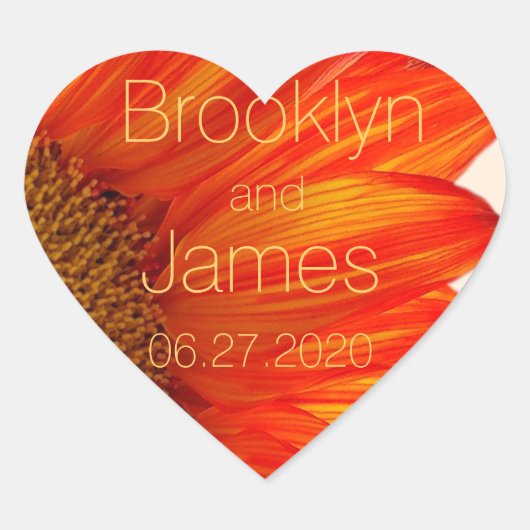 Heart Fall Weddenschap Stickers Zonnebloem (Voorkant)