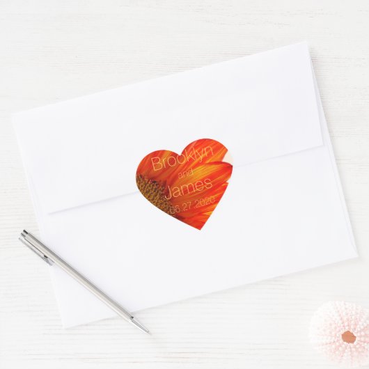 Heart Fall Weddenschap Stickers Zonnebloem (Envelop)