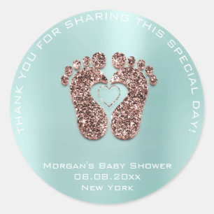 Heart Feet Baby shower Favor Cadeau Bedankt koper  Ronde Sticker