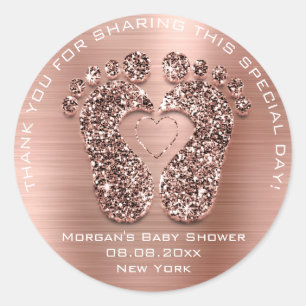 Heart Feet Baby shower Favor Cadeau Bedankt koper  Ronde Sticker