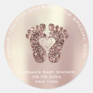 Heart Feet Baby shower Favor Cadeautje Dank Roos K Ronde Sticker
