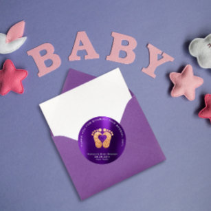 Heart Feet Baby shower Favor Gift Bedankt Gold Vio Ronde Sticker