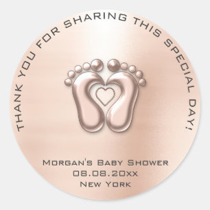 Heart Feet Baby shower Favor Gift Dank Grijze Huid Ronde Sticker