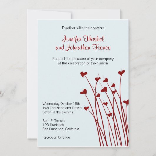 Heart Fields Sweetness Wedding Invite Kaart (Voorkant)