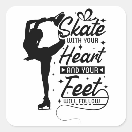Heart Figuur Skating Vierkante Sticker (Voorkant)