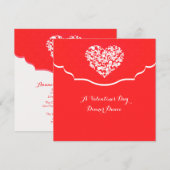 Heart Filigree Red Valentijnse uitnodiging (Voorkant / Achterkant)