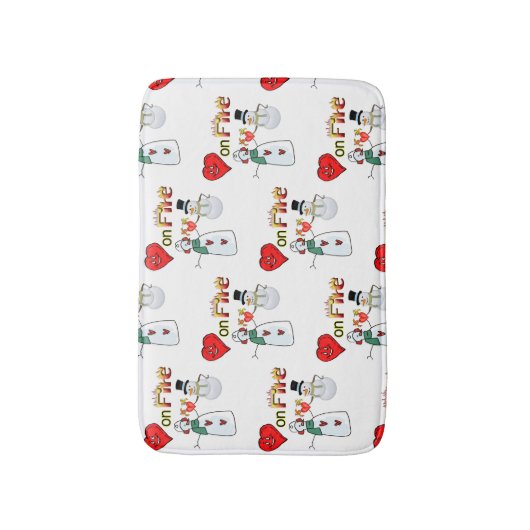 Heart Fire Sneeuwman Douche mat badkamer (Voorkant Verticaal)