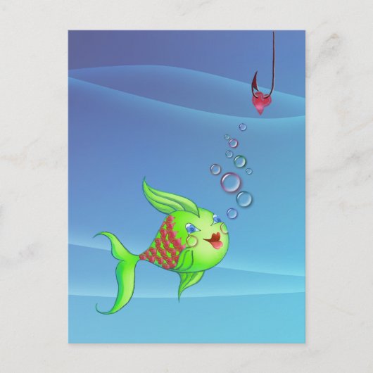 HEART FISH BUBBLE VAN SHARON SHARPE BRIEFKAART (Voorkant)
