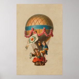 Heart Flag Hot Air-ballon Poster