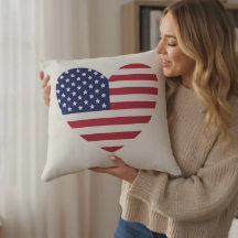 Heart Flag USA Pillow