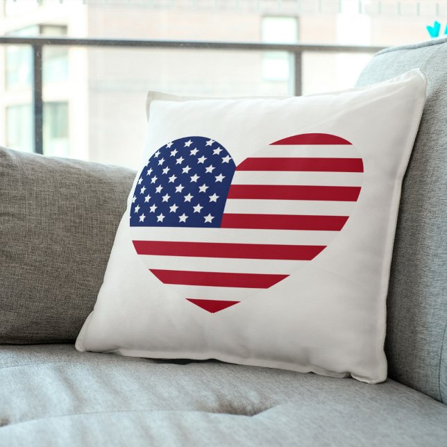 Heart Flag USA Pillow Kussen (Symbol of Affection: Heart Flag USA Pillow!
I Love Your Country, Comfort Your Home!)