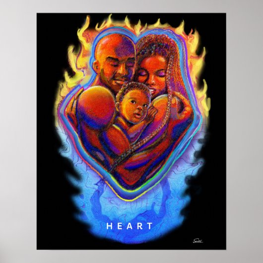 Heart Flame Black Love Poster (Voorkant)