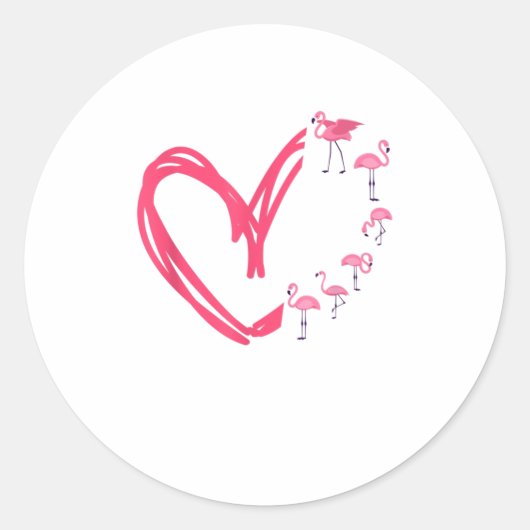 Heart Flamingo TShirt Ronde Sticker (Voorkant)