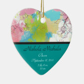 Heart Floral Birth Announcement Keepomwille Keramisch Ornament (Rechts)