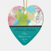 Heart Floral Birth Announcement Keepomwille Keramisch Ornament (Links)