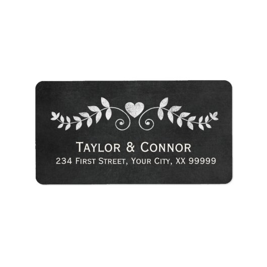 Heart Floral Chalkboard Love Address Label (Voorkant)