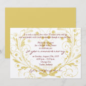 Heart Floral Diamond 50th Wedding Jubileum Kaart (Voorkant / Achterkant)