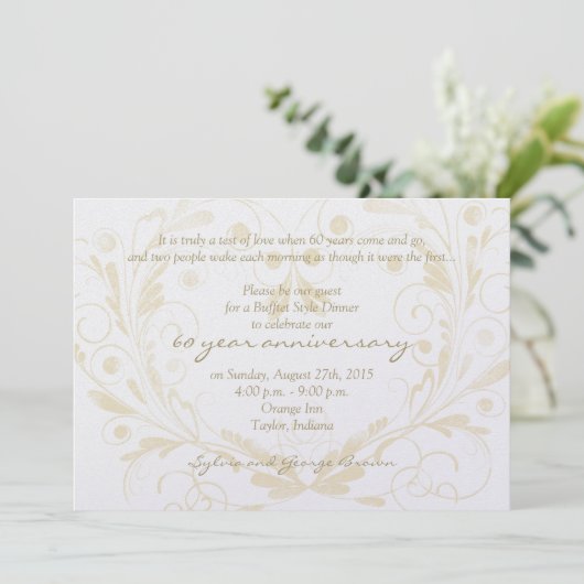 Heart Floral Diamond 60th Wedding Jubileum Kaart (Staand voorkant)