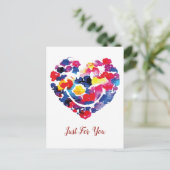 Heart Floral Emoji Happy Smilling Face Briefkaart (Staand voorkant)