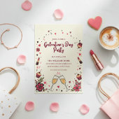 Heart Floral Galentine’s Party Invitation Kaart
