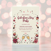 Heart Floral Galentine’s Party Invitation Kaart