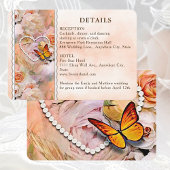 Heart Floral Roos Butterfly Weduwest Details Informatiekaartje