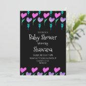 Heart Floral Valentijnsdag Baby shower Uitnodiging (Staand voorkant)