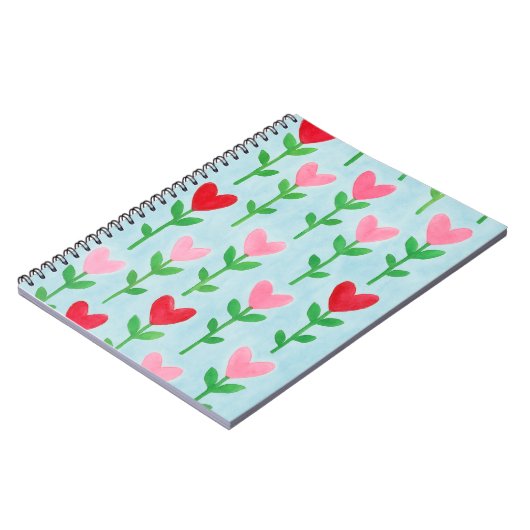 Heart Floral Waterverf Journal Notitieboek (Linkerzijde)