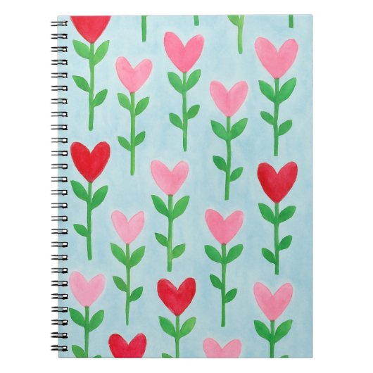 Heart Floral Waterverf Journal Notitieboek (Voorkant)