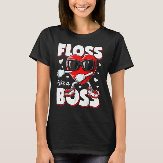 Heart Floss Like A Boss Valentines Day Boys Kids F T-shirt (Voorkant)