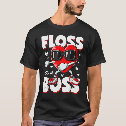 Heart Floss Like A Boss Valentines Day Boys Kids F T-shirt (Voorkant)