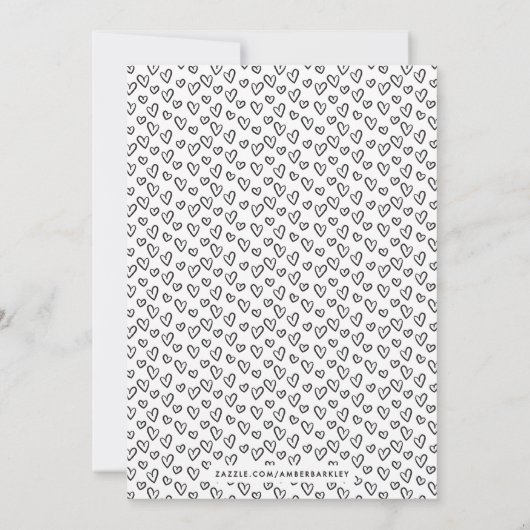 Heart Flourish Lijst Valentijnsdag Kaart - zwart (Achterkant)