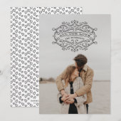 Heart Flourish Lijst Valentijnsdag Kaart - zwart (Voorkant / Achterkant)