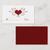 Heart Flourish Place Card, rood Plaatskaartje (Voorkant / Achterkant)