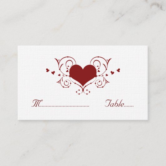 Heart Flourish Place Card, rood Plaatskaartje (Voorkant)