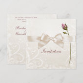 Heart Flourish Roos Wedding Invitation Kaart (Voorkant / Achterkant)