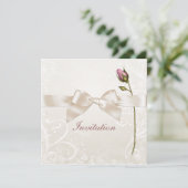 Heart Flourish Roos Wedding Invitation Kaart (Staand voorkant)