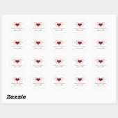 Heart Flourish Wedding Stickers, Red Ronde Sticker (Vel)