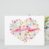 Heart flower Bouquet art bridal luncheon Kaart (Staand voorkant)
