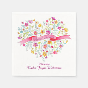 Heart flower bouquet vrijgezellenfeest papier serv servetten