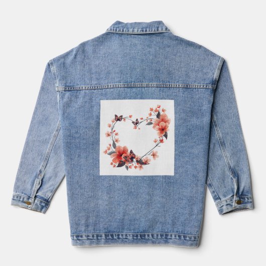 Heart Flower Vrouwen Mode Denim Jacket (Achterkant)
