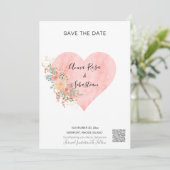 *~* Heart Flowers AR6 QR WEDDING BEWAREN DE DATUM Kaart (Staand voorkant)
